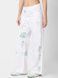 SPYKAR Women Wide Leg High-Rise Printed Stretchable Jeans