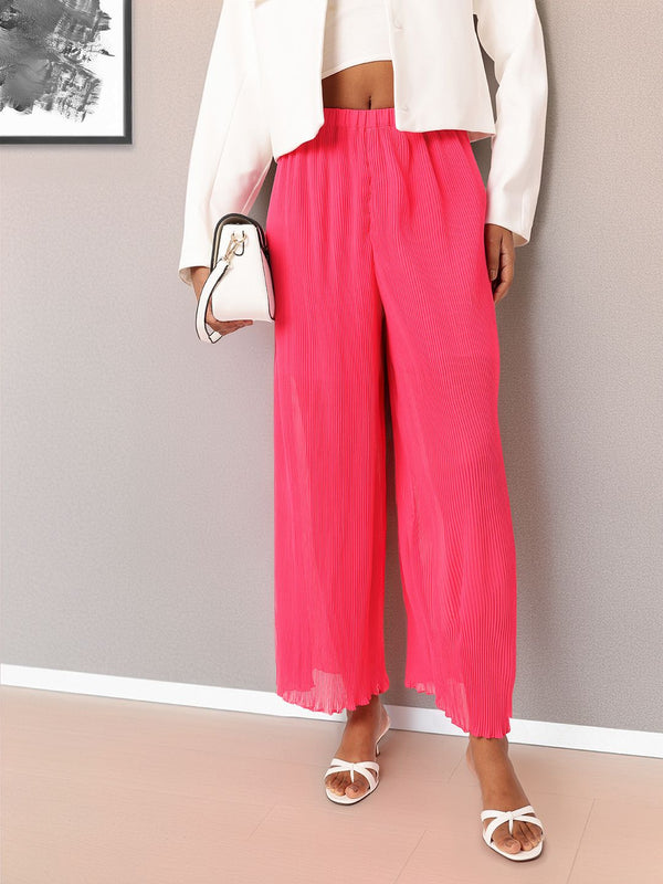 DressBerry Women Enchanting Accordion Rhythm Wide Leg Trousers