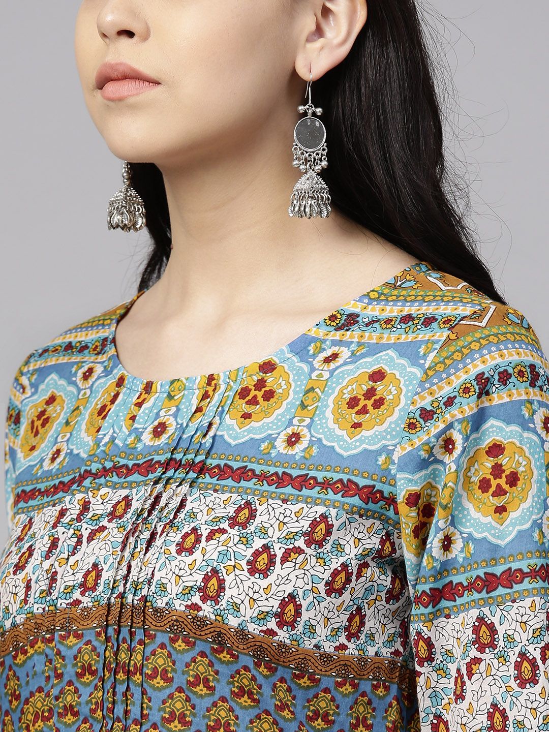 Rain & Rainbow Blue & Orange Printed A-Line Tunic