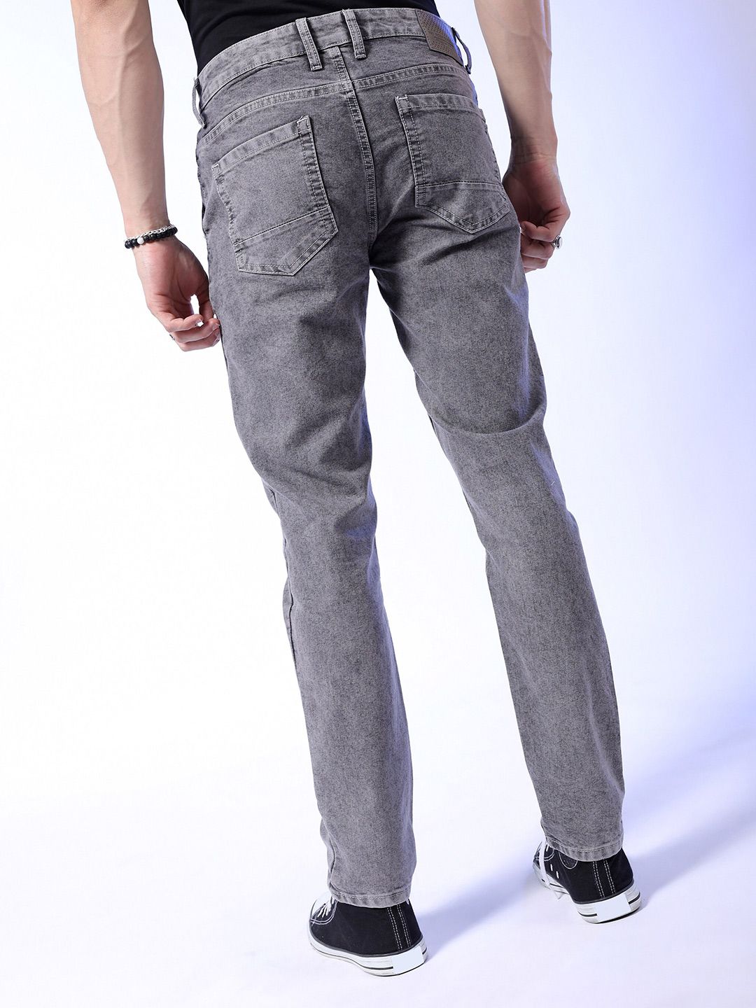 The Indian Garage Co Men Grey Slim Fit Clean Look Heavy Fade Jeans