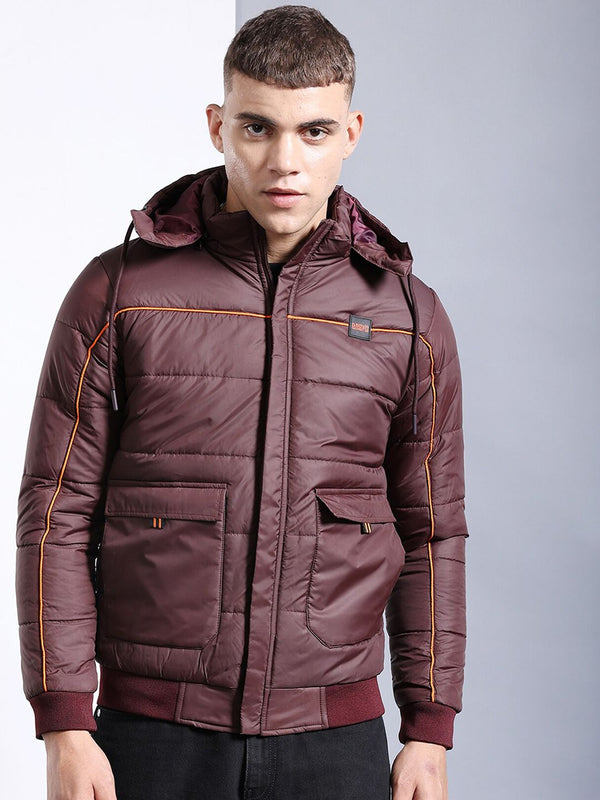 The Indian Garage Co Men Regular Fit Padded Jacket with Detachable Hood