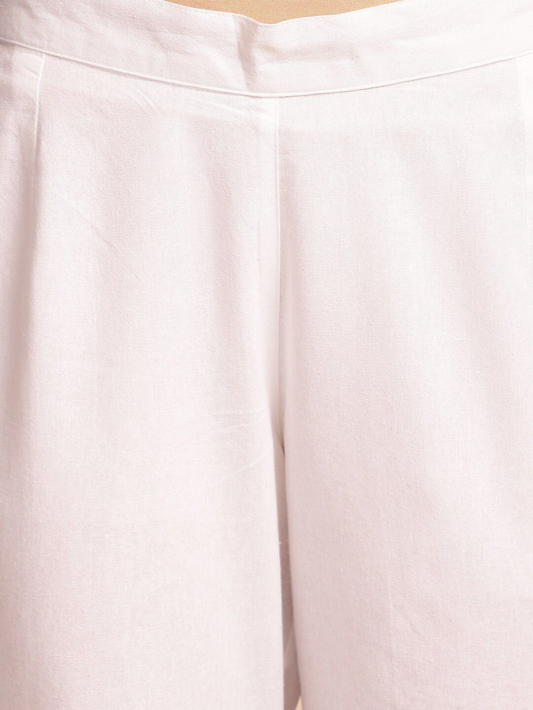 Anouk Pleated Round Neck Round Neck Cotton Kurta with Trousers