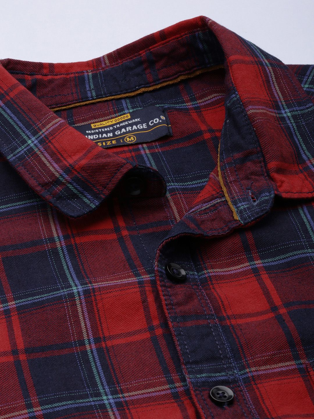 The Indian Garage Co Men Red & Navy Blue Checked Casual Shirt
