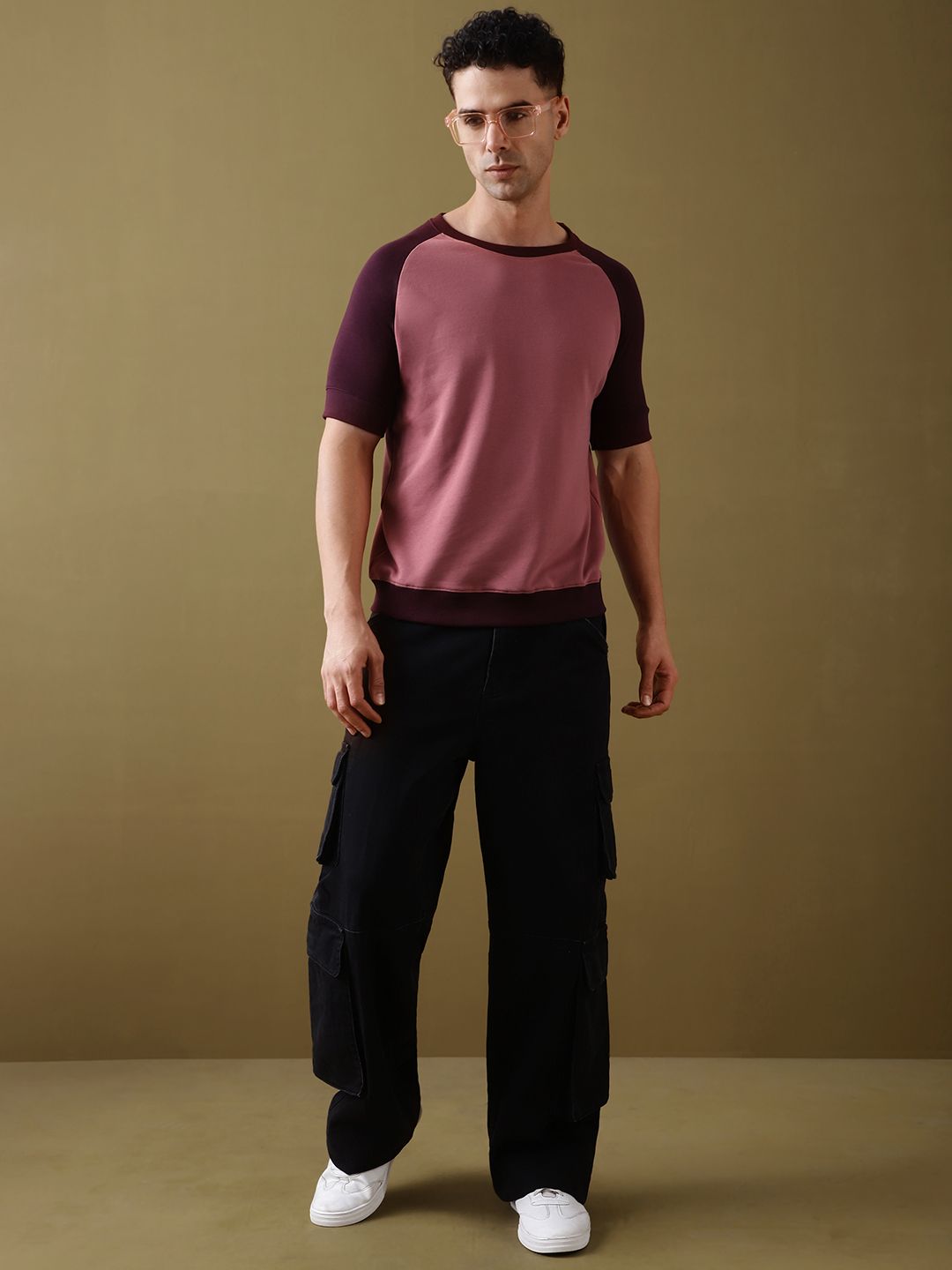 DILLINGER Men Colourblocked Ultra Soft Drapey Cotton Raglan T-Shirt