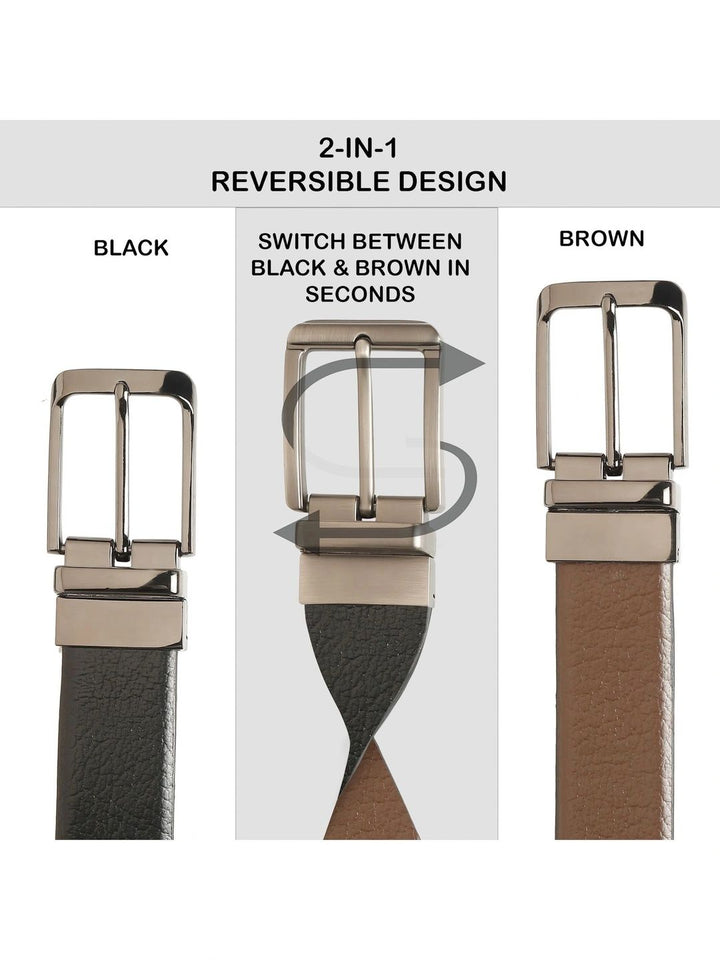 Teakwood Leathers Men Textured Leather Reversible Formal Belt
