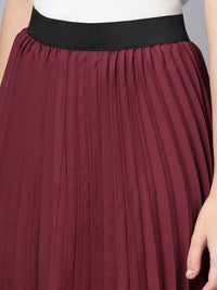 SASSAFRAS Burgundy Accordian Pleat Maxi Flared Skirt