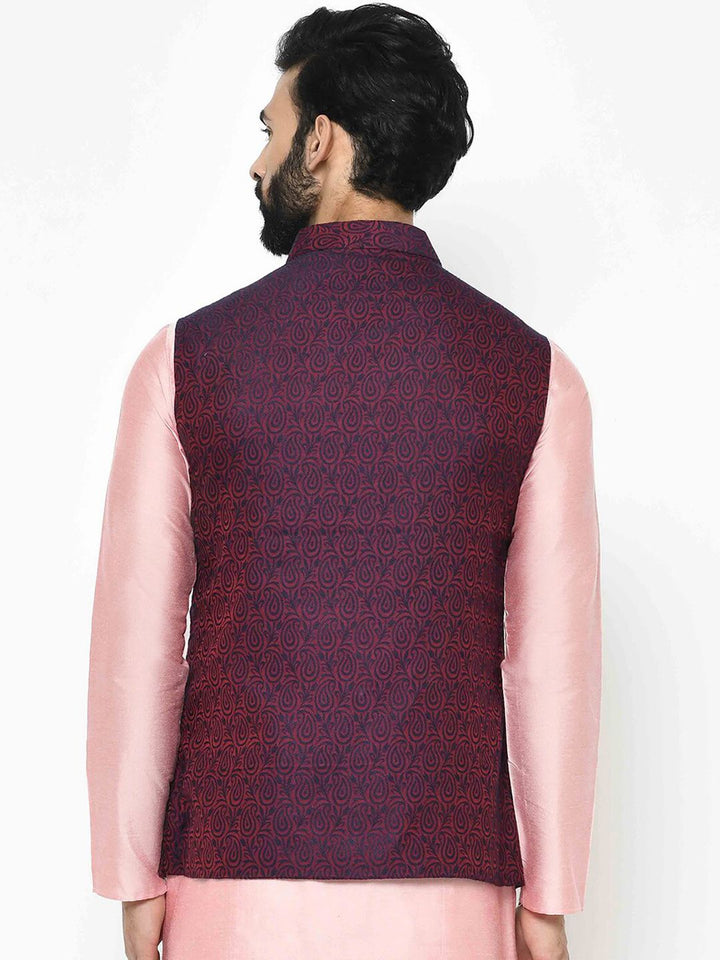 KISAH Men Textured Zari  Regular Fit Nehru Jacket