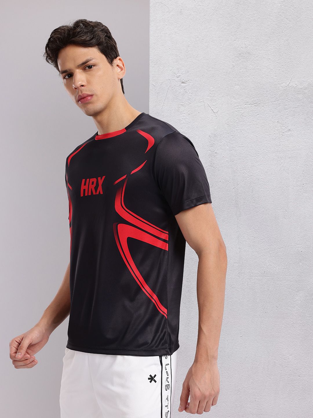 HRX by Hrithik Roshan Brand Logo & Abstract Printed Football T-shirt