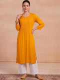 Rumah Wanita Chikankari Motif Etnik Bersulam Kurta Chikankari