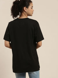 DILLINGER Women Black Loose Pure Cotton T-shirt