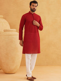 SOJANYA Geometric Embroidered Regular Pure Cotton Straight Kurta With Churidar