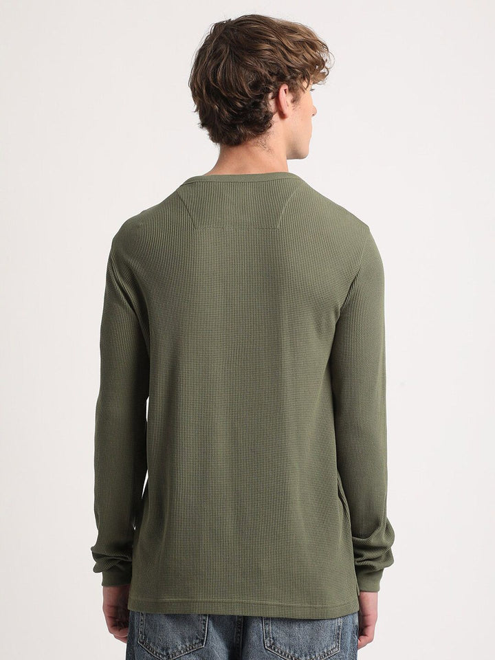 THE BEAR HOUSE Henley Neck Pure Cotton Slim Fit T-shirt