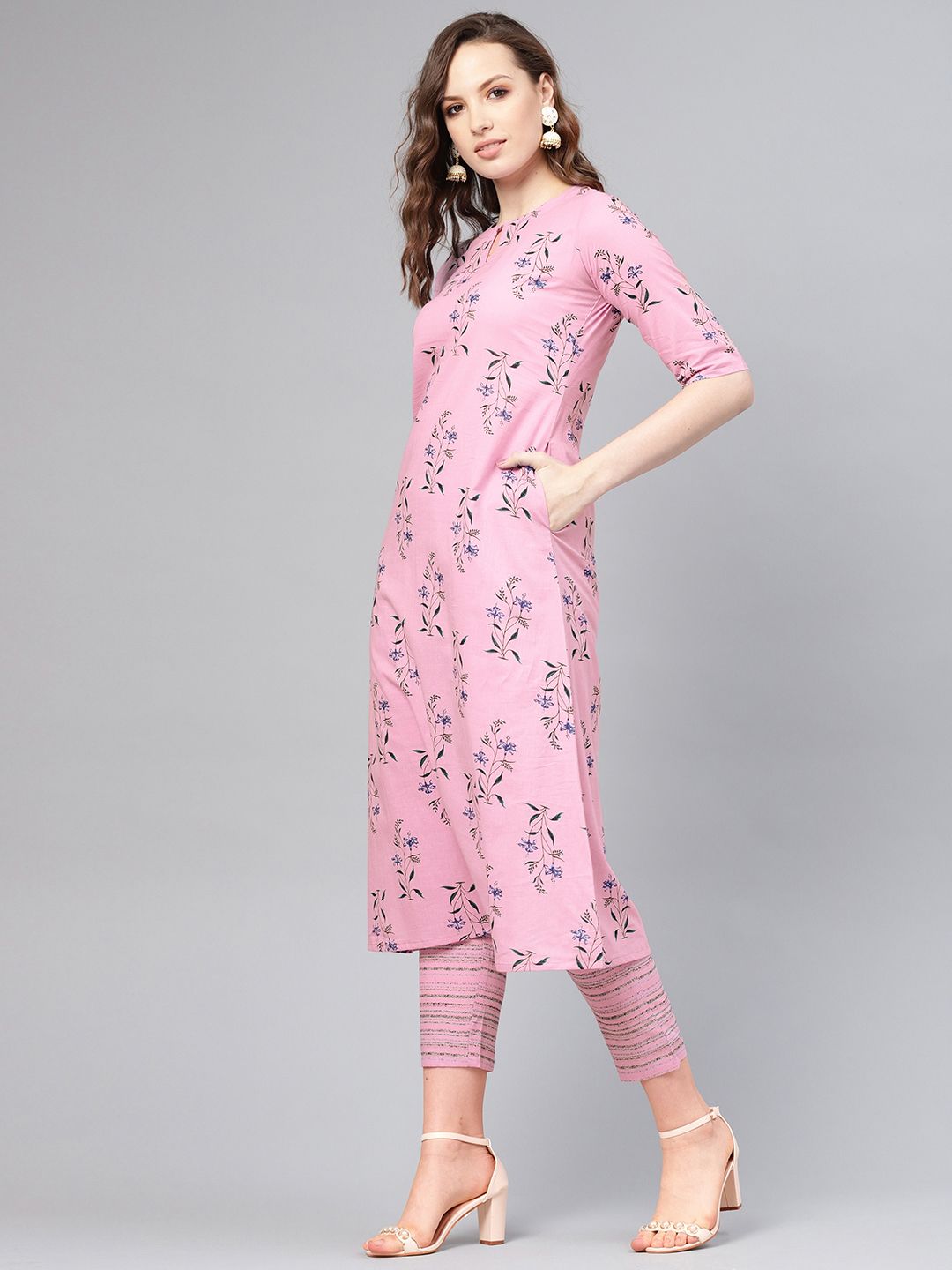 Libas Floral Bliss Side Pocket Cotton Kurta Set
