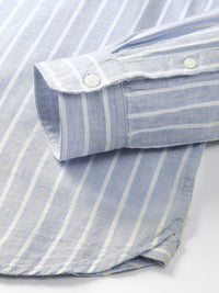 THE BEAR HOUSE Striped Button Down Collar Pure Cotton Casual Shirt