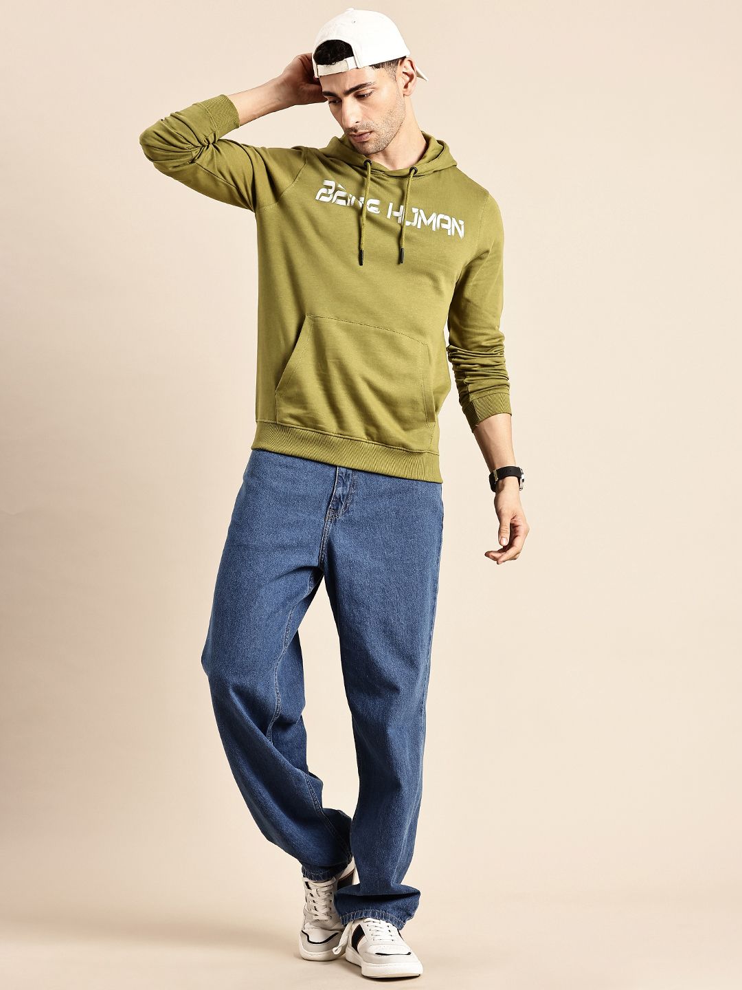 Being Human Pure Cotton Brand Logo Printed Hooded Sweatshirt
