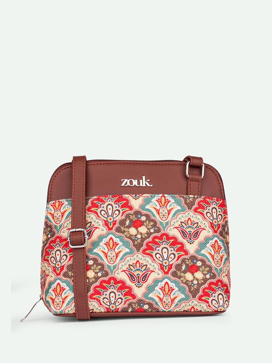 ZOUK Ethnic Motifs Printed Structured Sling Bag