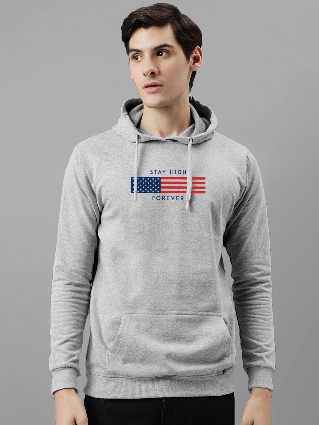 ADRO Men Printed Hooded Pullover Sweatshirt