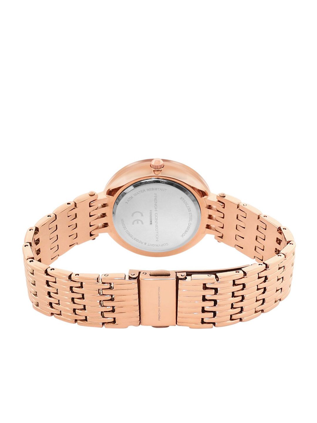 French Connection Women Embellished Dial & Stainless Steel Bracelet Style Straps Analogue Watch FCN00063I