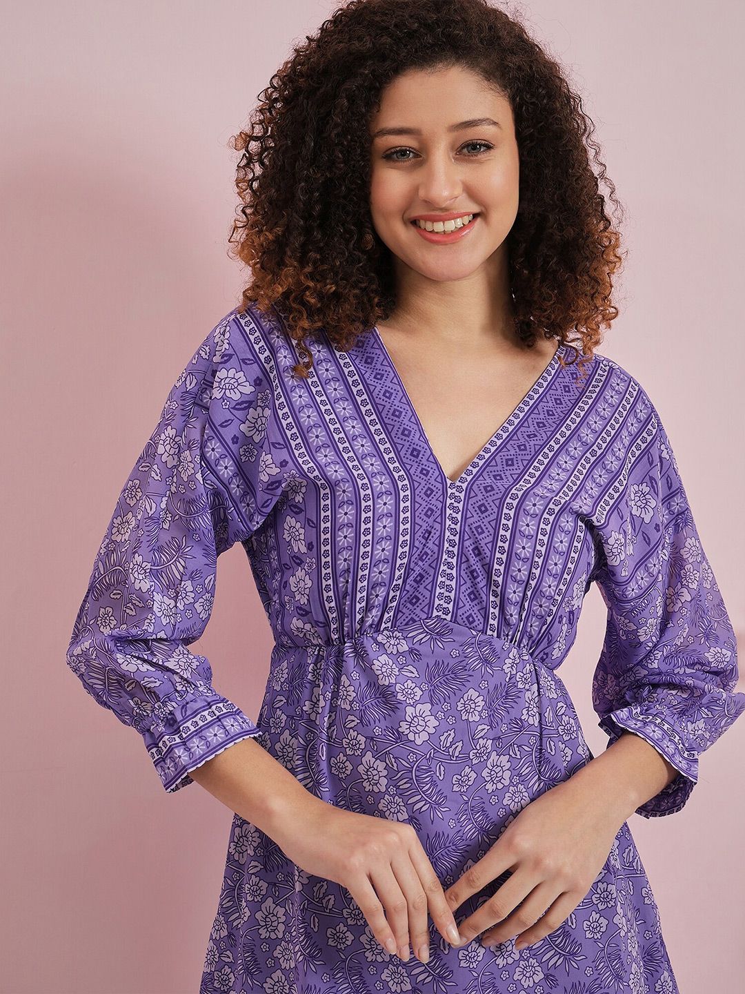 Athena Floral Printed Georgette A-line Dress