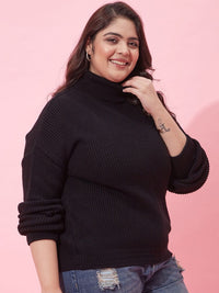 CURVY STREET Women Plus Size Ribbed Acrylic Pullover