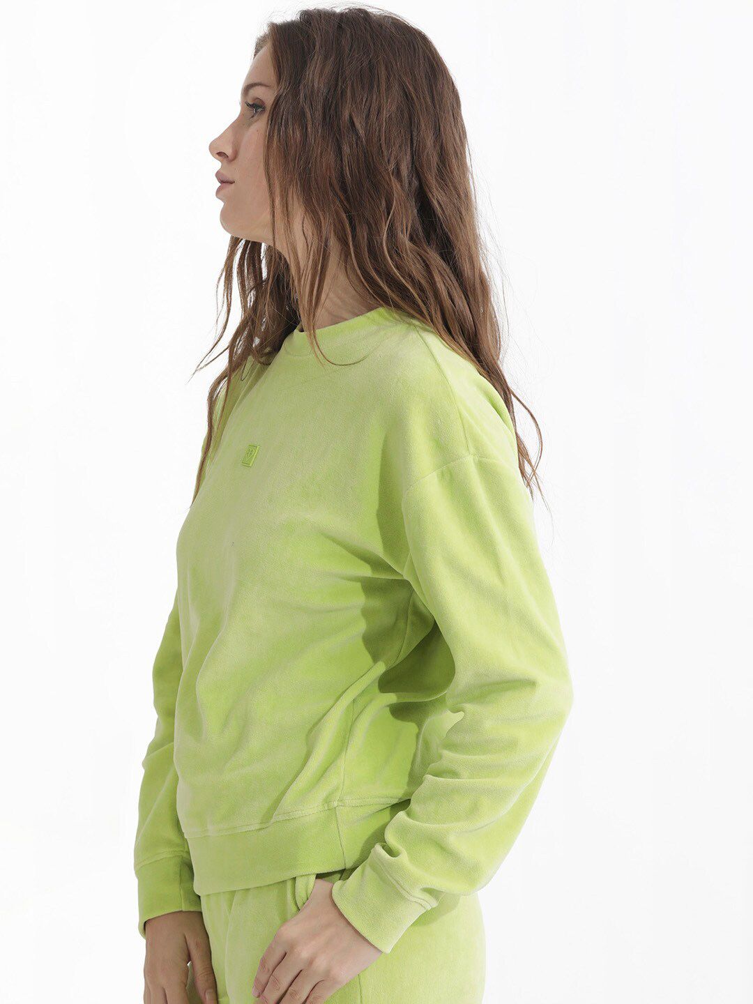 Rareism bulat leher kapas pullover sweatshirt