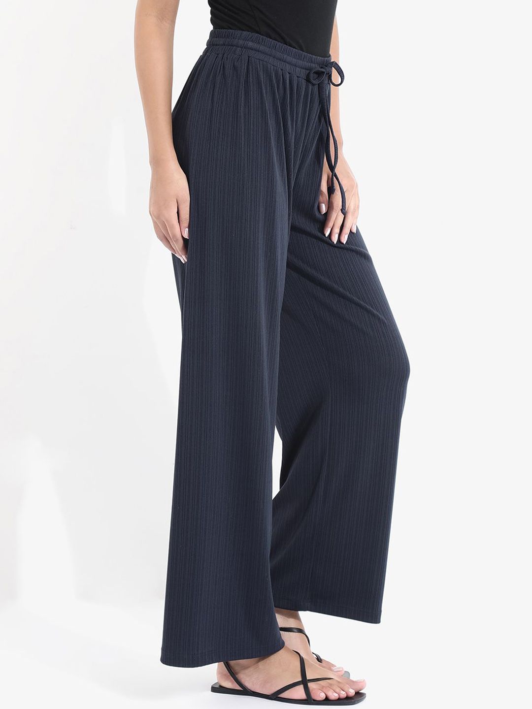 RAREISM Women Striped Loose Fit High-Rise Trousers