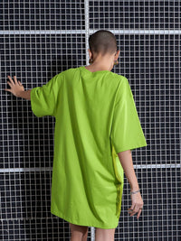 SASSAFRAS Green Graphic Printed Pure Cotton Oversized T-Shirt Dress