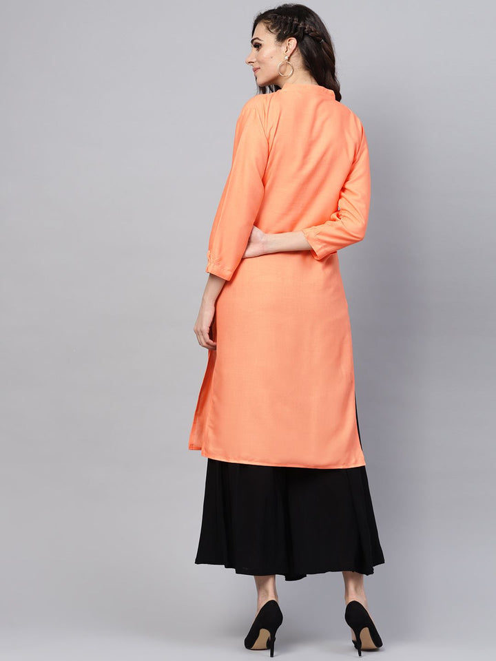 SOJANYA Kurta Lurus Pepejal Warna Peach