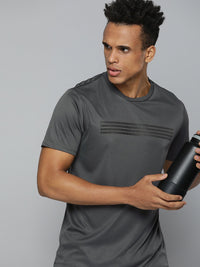 HRX By Hrithik Roshan Training Men Anthra Melange Rapid-Dry Graphic Tshirts