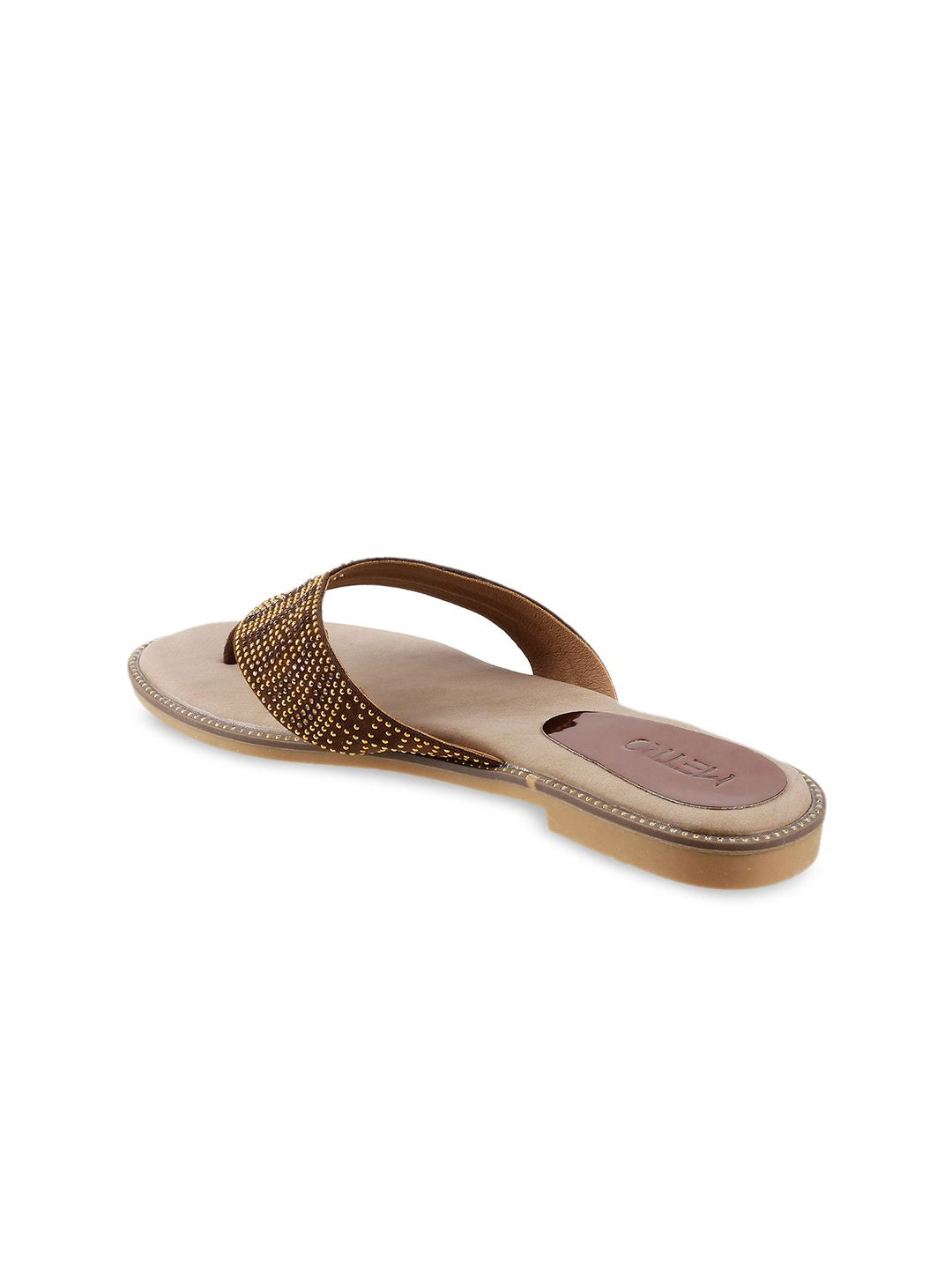 Metro Women Brown Embellished Open Toe Flats