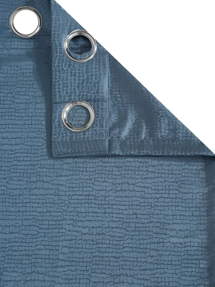 HOSTA HOMES Blue Self Design Black Out Door Curtain
