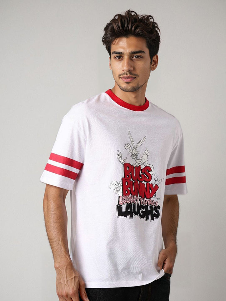 The Indian Garage Co Men Bugs Bunny Typography Printed Cotton Relaxed Fit T-shirt