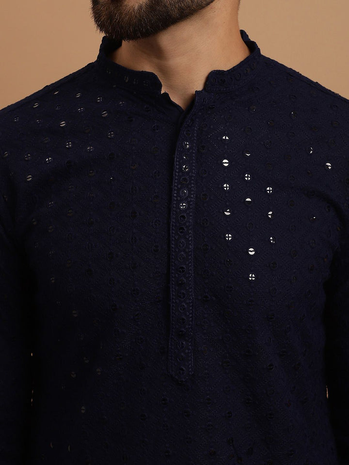 SOJANYA Ethnic Embroidered Sequinned Cotton Kurta & Churidar With Nehru Jacket