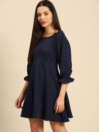 DENNISON Puff Sleeve Crepe Empire Dress