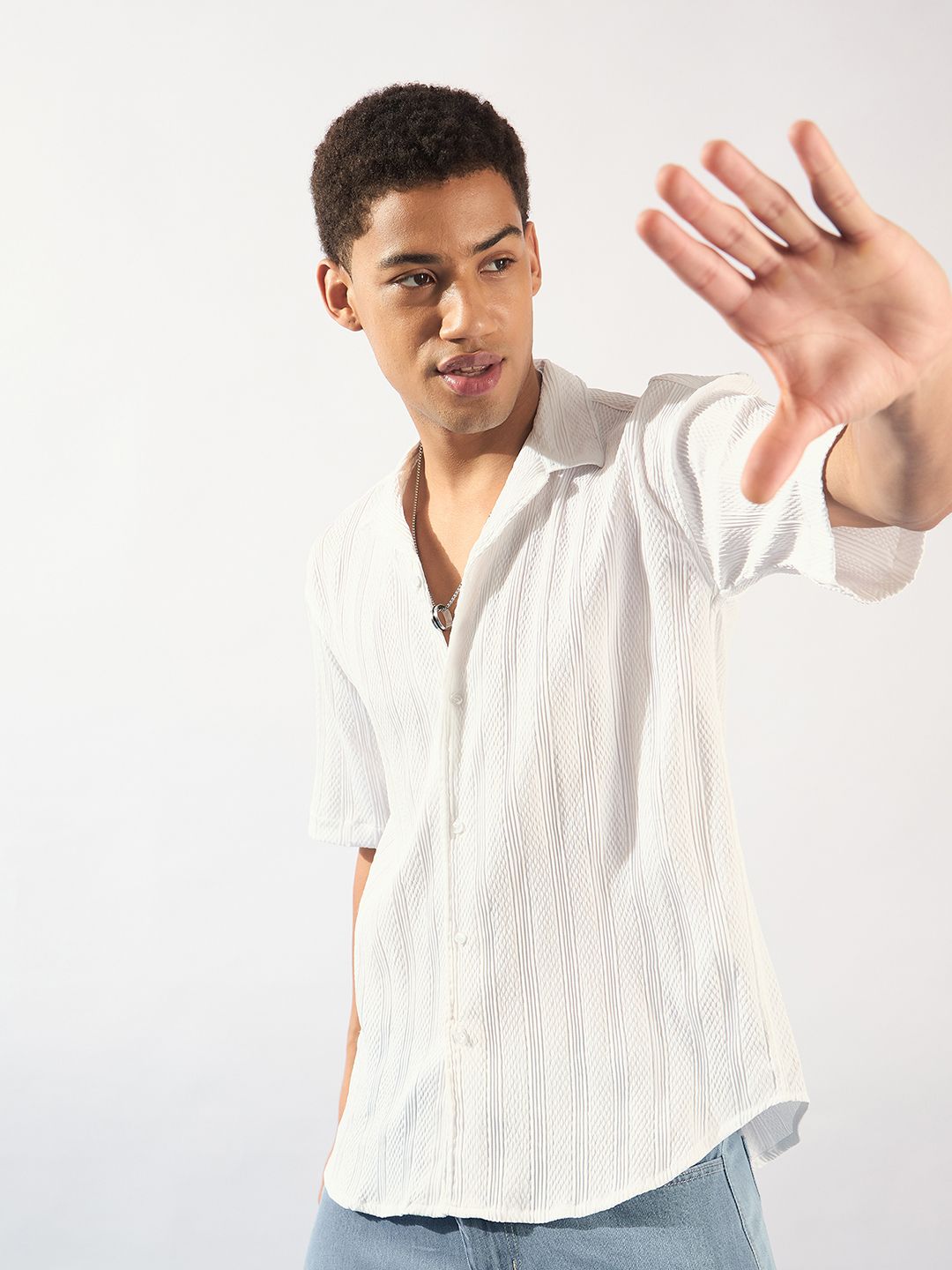 DENNISON Self Design Oversized Casual Shirt