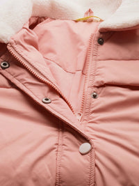 DressBerry Women Pink Solid Faux Fur Puffer Jacket