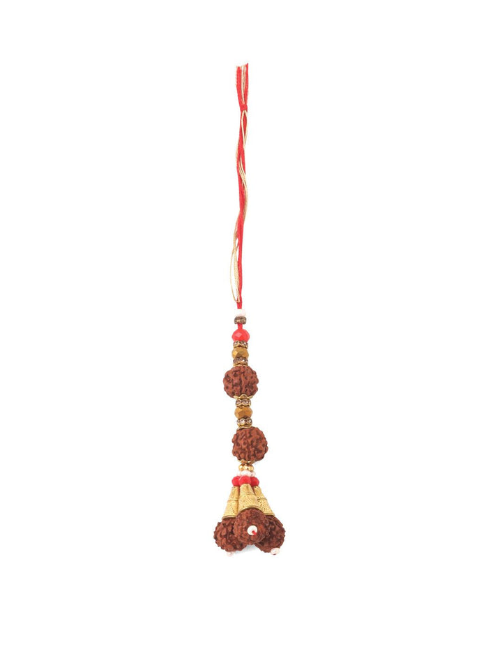 NVR Set of 2 Multicolor Rudraksh & Beads Bhaiya Bhabhi Rakhi with Roli Chawal Chandan
