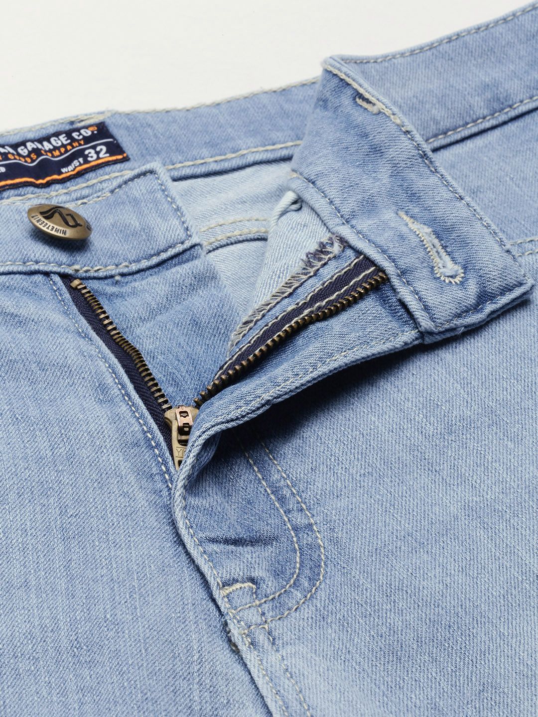 The Indian Garage Co Men Blue Washed Slim Fit Denim Shorts