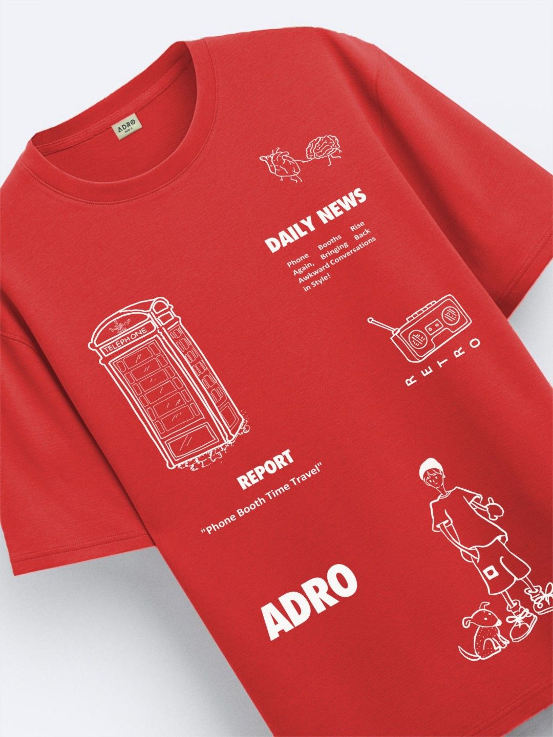 ADRO Men Graphic Printed Round Neck Cotton Oversized T-Shirt
