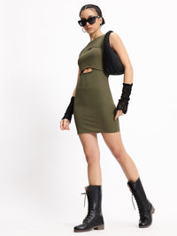 DressBerry Spicy Cut-Outs Ribbed Bodycon Mini Dress
