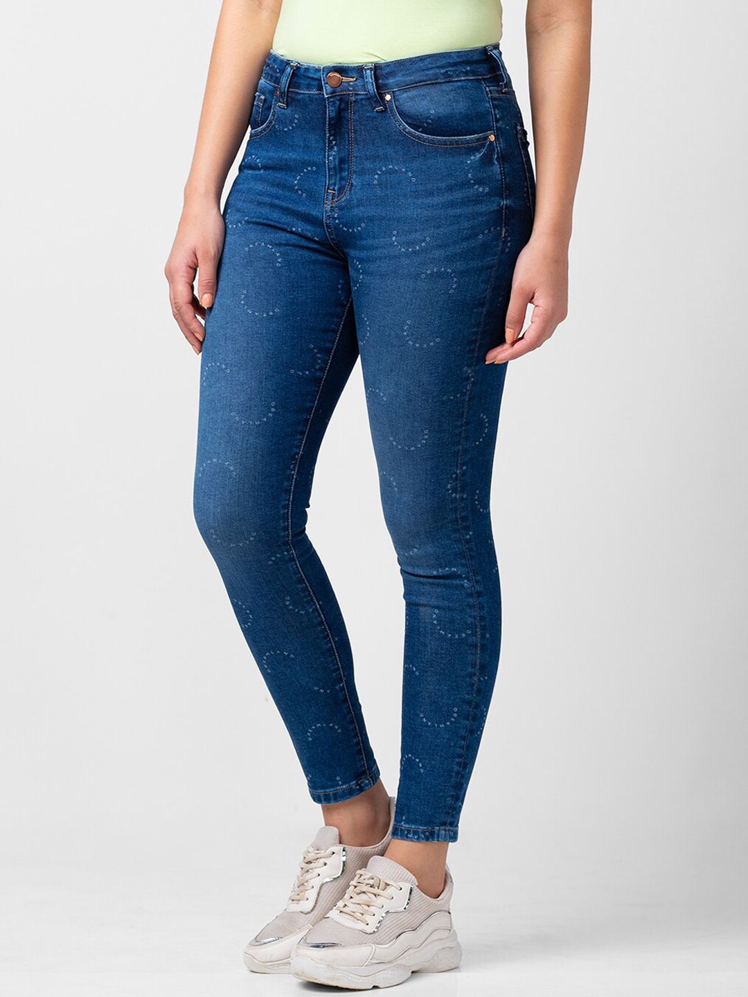 SPYKAR Women Super Skinny Fit High-Rise Heavy Fade Jeans