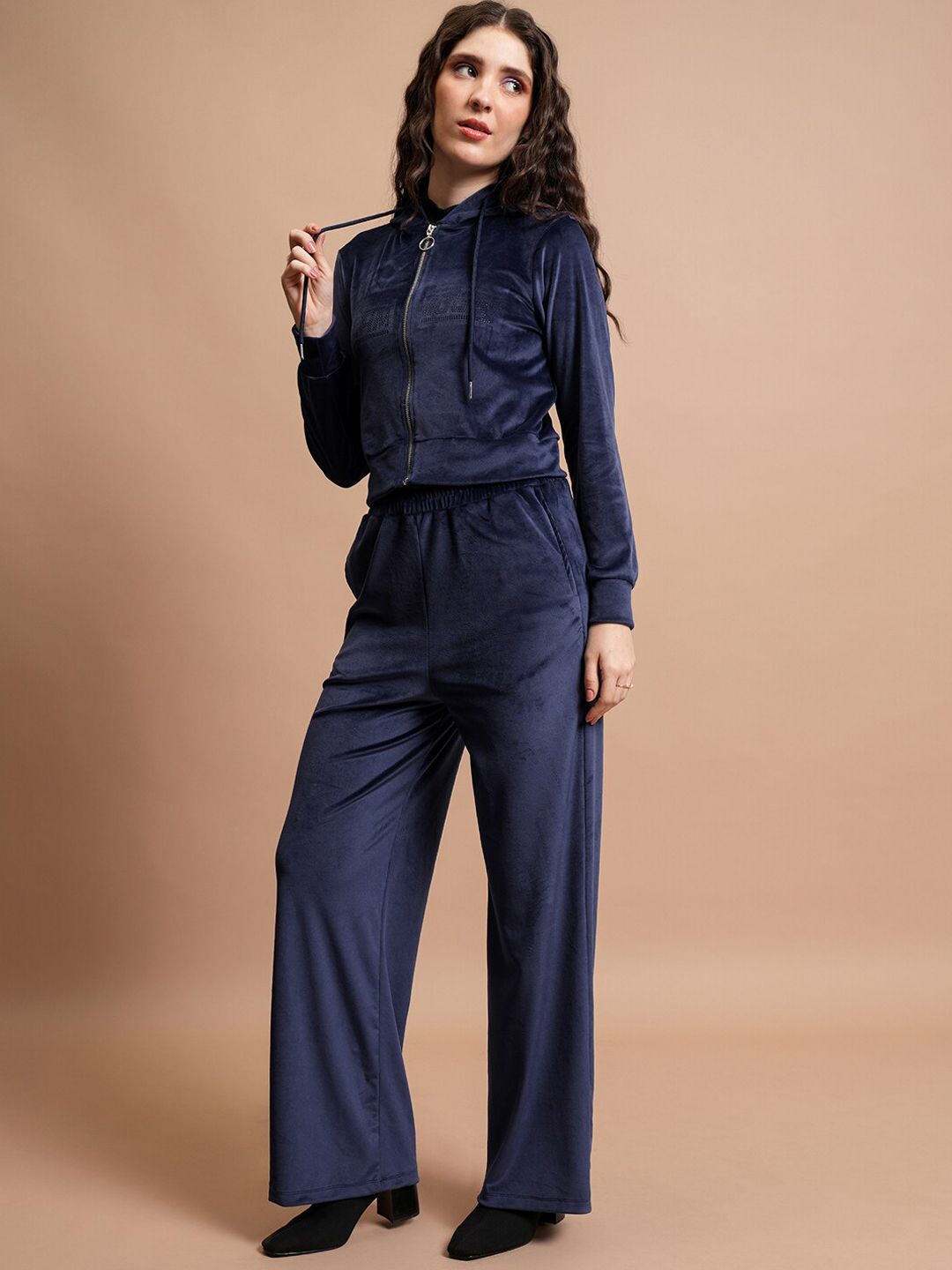 Tokyo Talkies Crop Hooded Sweatshirt & Wide Leg Trousers