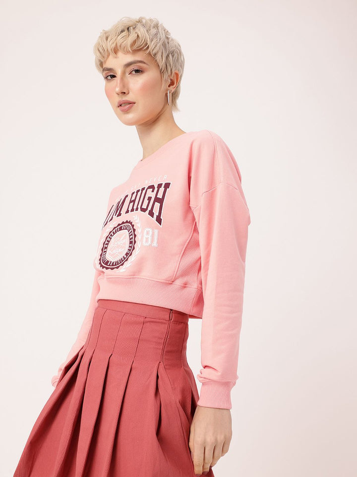 DressBerry Varsity Cool Printed Oversized Crop Sweatshirts