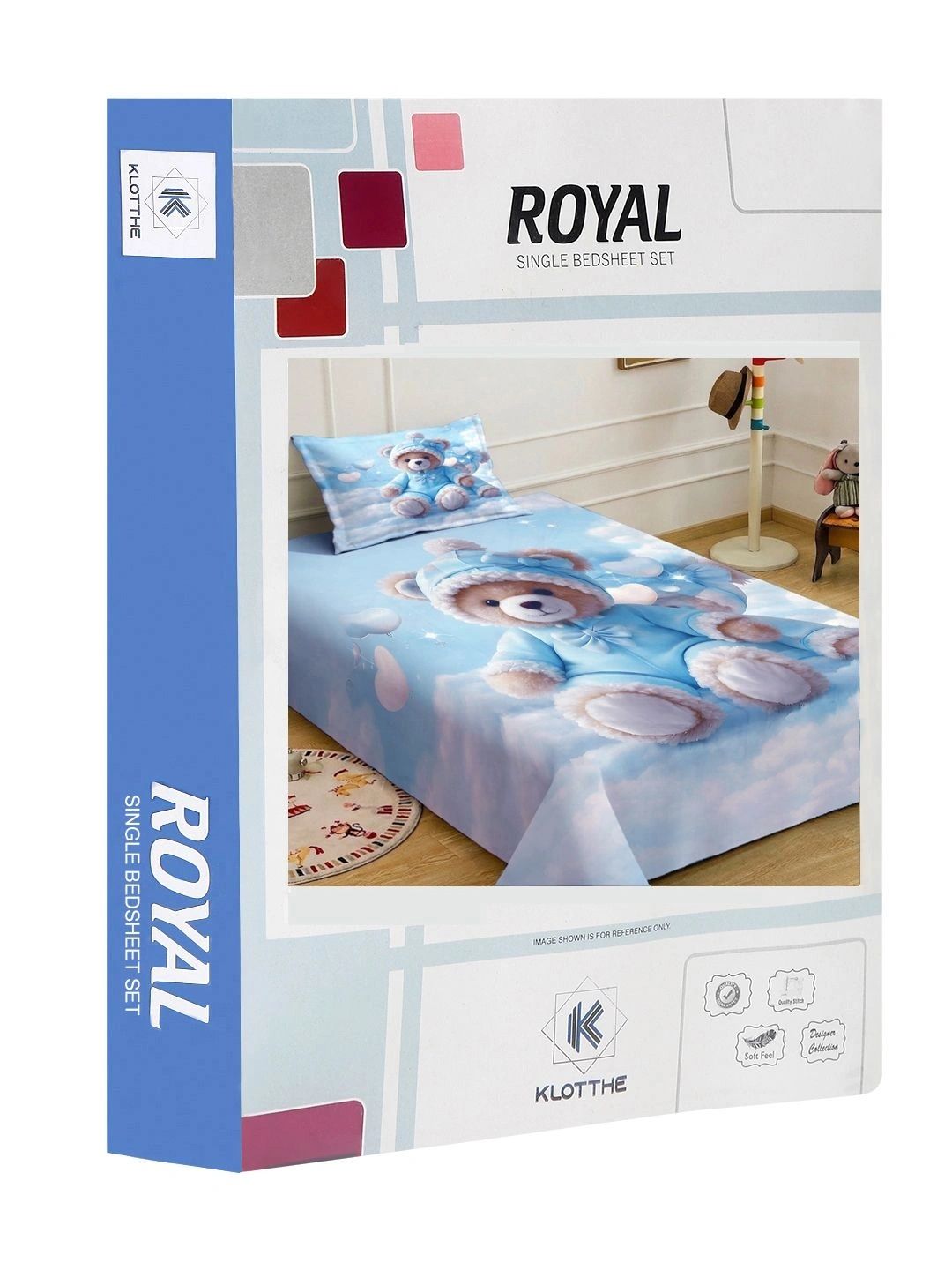 Moda Rapido X KLOTTHE Watak Kartun Biru & Putih 400 TC Cadar Bujang dengan 1 Sarung Bantal