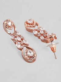 Rubans Rose Gold- Plated White CZ-Studded Handcrafted Statement Necklace Set