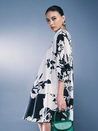 AND Floral Printed Round Neck Pure Cotton A-Line Dress