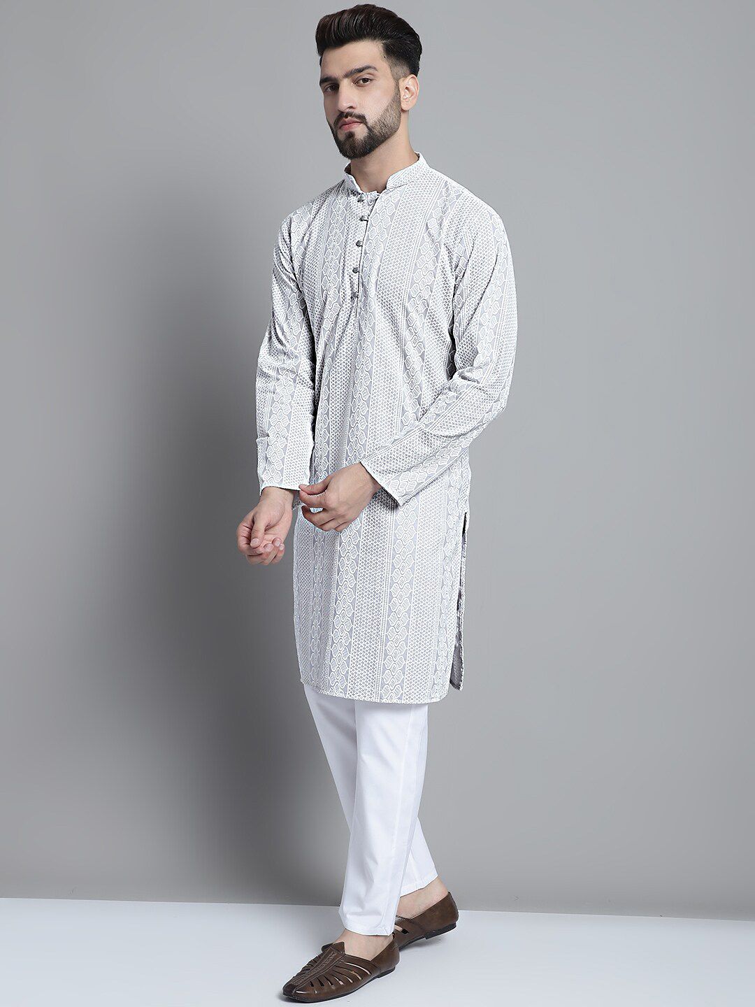 Anouk Ethnic Motifs Embroidered Regular Chikankari Pure Cotton Kurta with Pyjamas