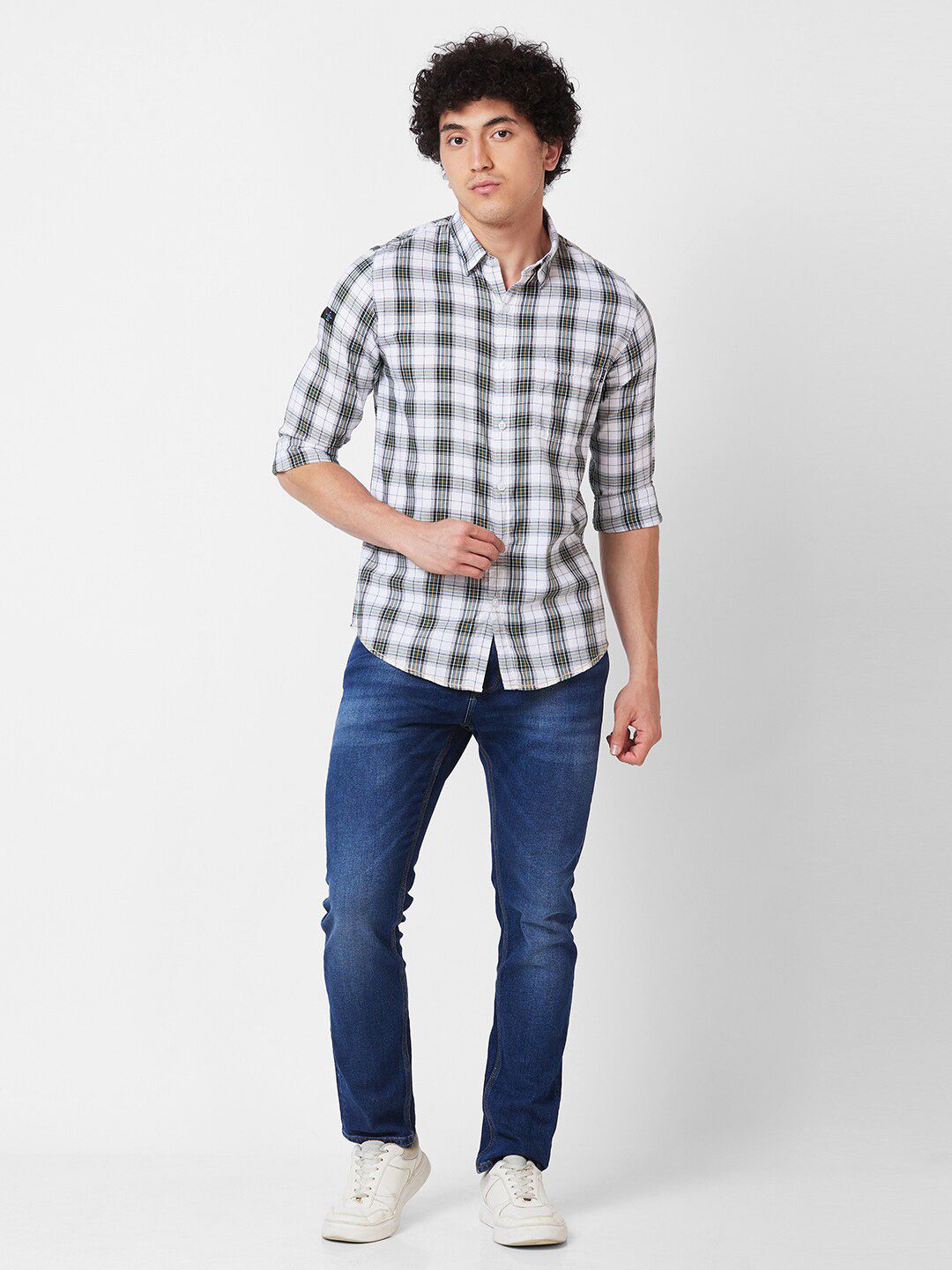 SPYKAR Long Sleeves Regular Fit Cotton Opaque Checked Casual Shirt