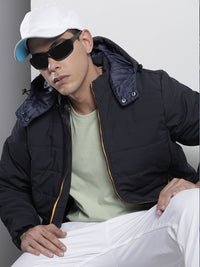 The Indian Garage Co Men Zip-Front Bomber Jacket with Detachable Hood