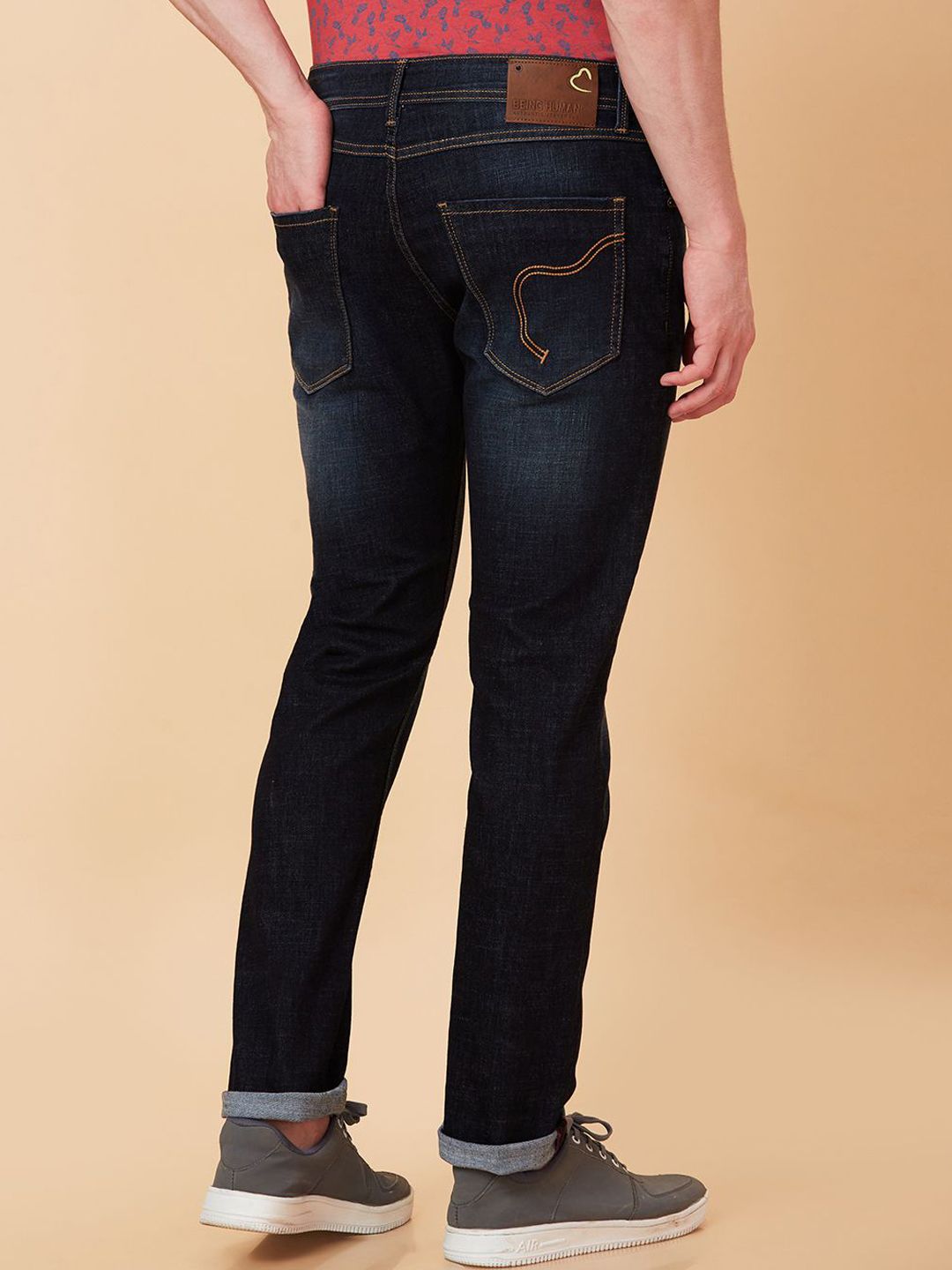 Being Human Men Slim Fit Low Distress Light Fade Jeans